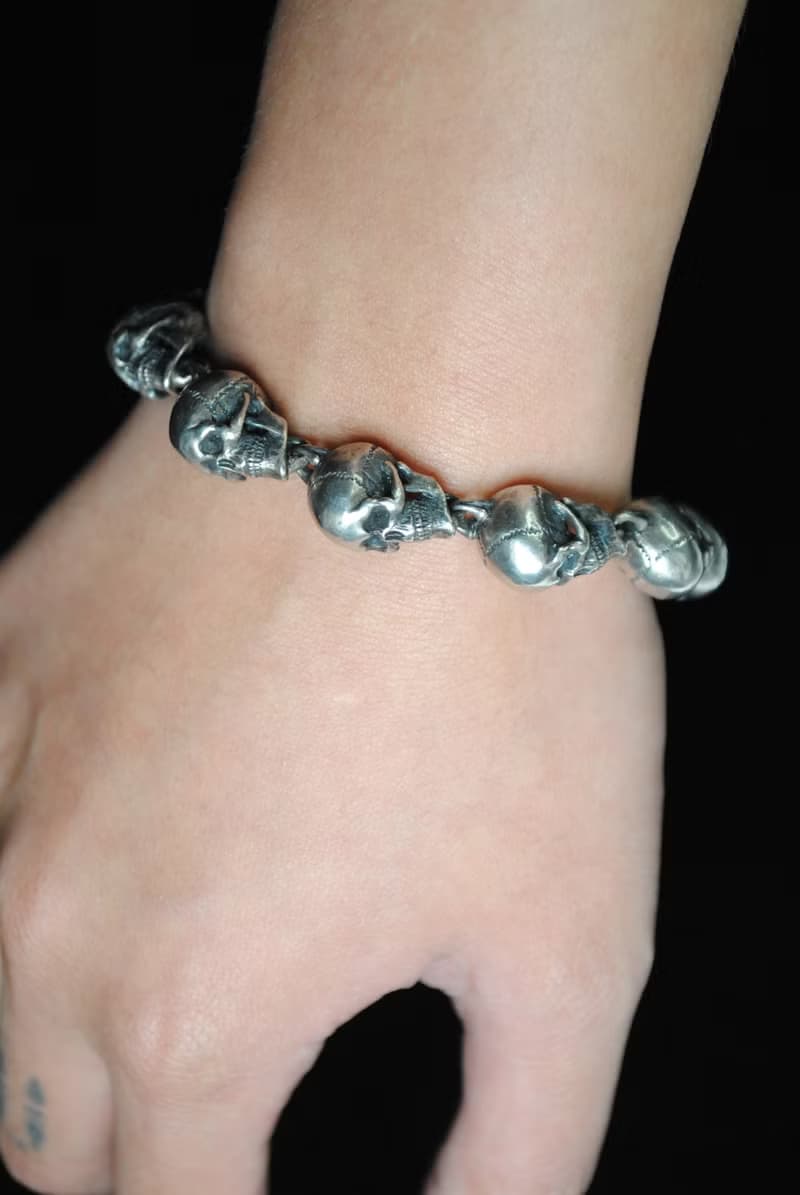 元堡製銀/手作銀飾/脊骨系列/手鍊/大骷髏手鍊/十顆骷髏