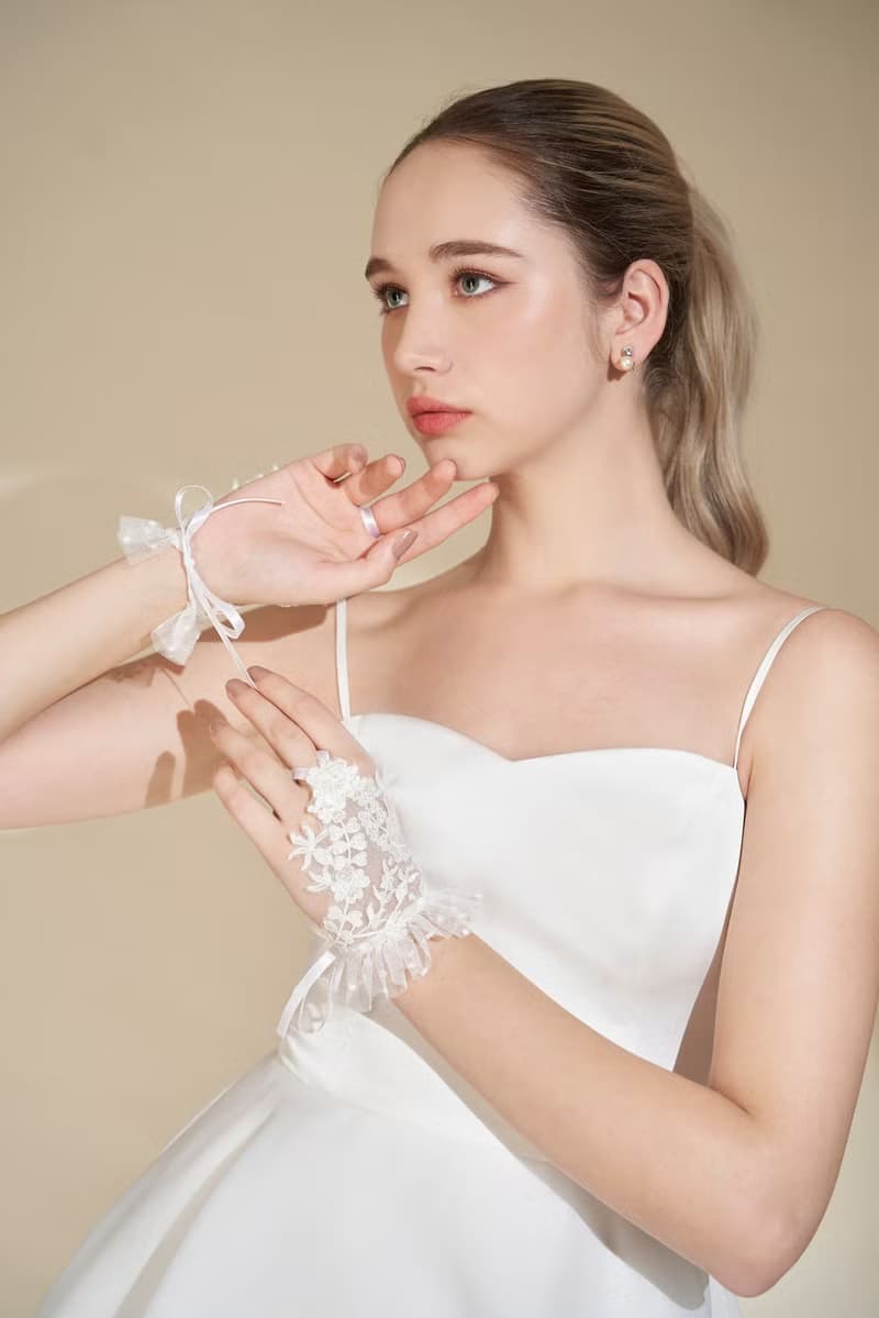【New】Odelette 荷葉蕾絲綁帶短手套(配件)