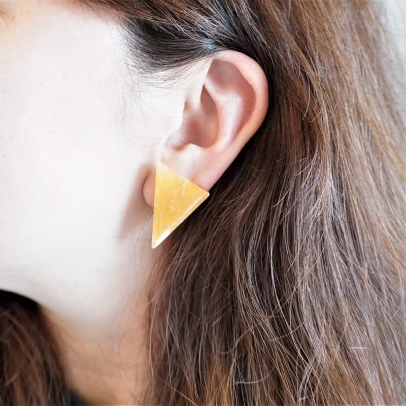 14kgf*Yellow Aventurine Triangle pierced earring / earring