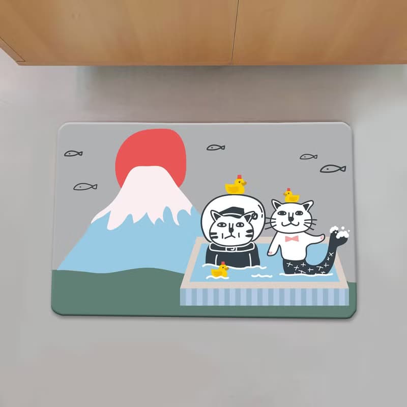 富士山 仿羊絨 地毯 貓