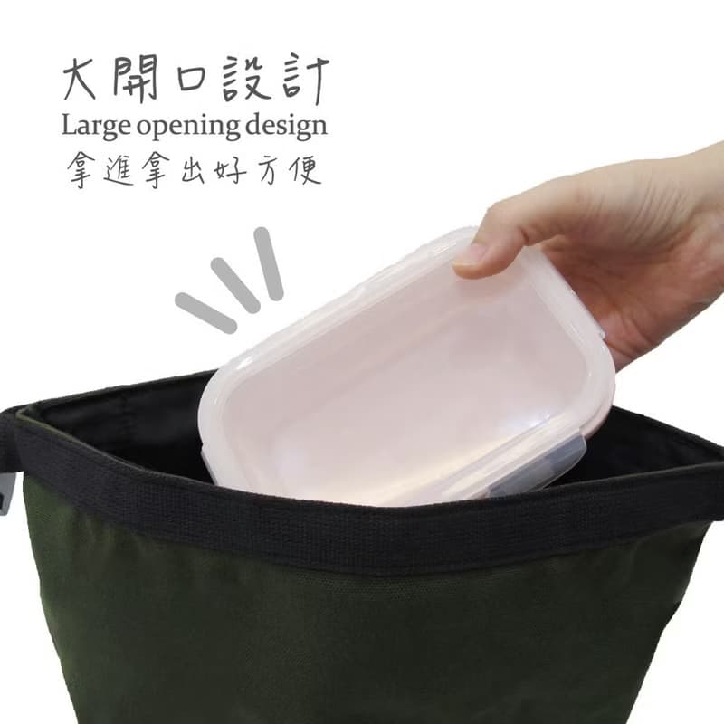 帆布環保便當袋 可手提 多用途 大容量 暖墨綠
