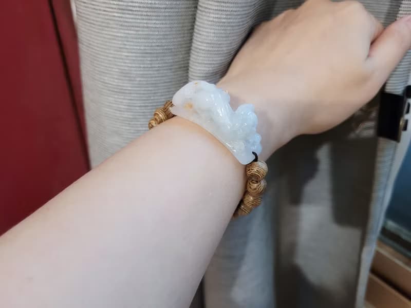 【親翠】天然翡翠 豹型灑金如意尾絕美貔貅手牌