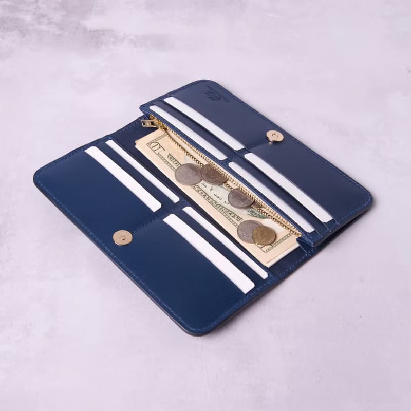 簡約零錢袋長夾 Bifold Long Wallet / 深藍 Navy