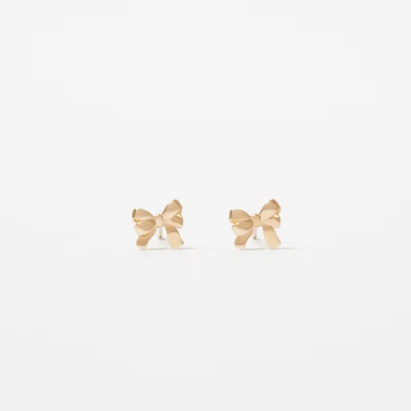 蝴蝶結 Bow Tie | 針式耳環 耳擰 轉珠耳環 韓國 10K 金耳環
