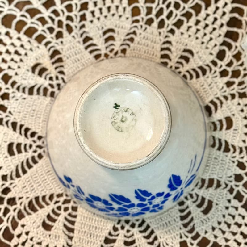 50365-經典法國古董藍白花卉拿鐵碗