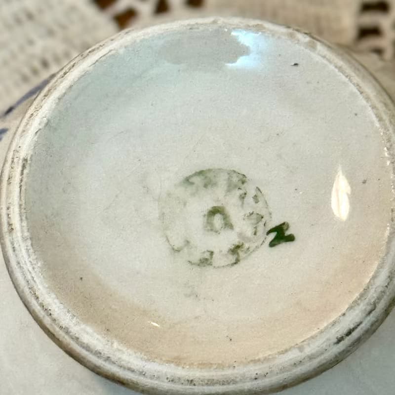 50365-經典法國古董藍白花卉拿鐵碗