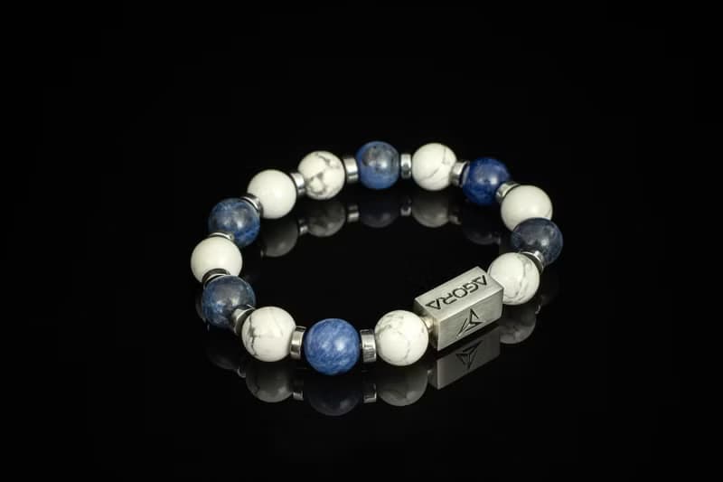 【長空】 |  藍紋石 | 白松石 | 水晶手鍊