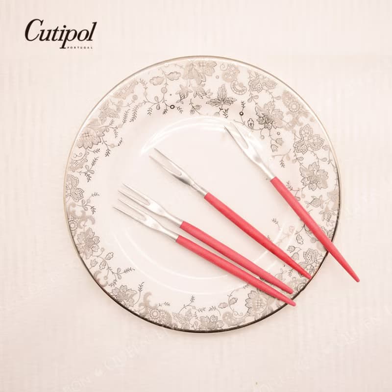 葡萄牙Cutipol GOA系列紅柄12cm迷你水果叉