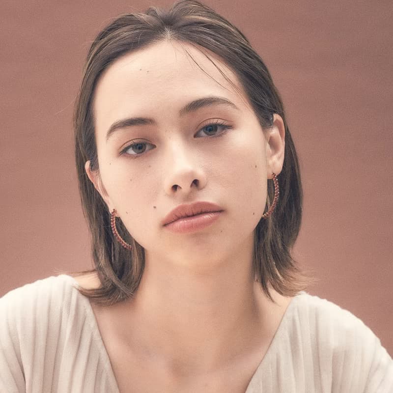 14kgf*宝石質Garnet wrapped marquis pierced earring