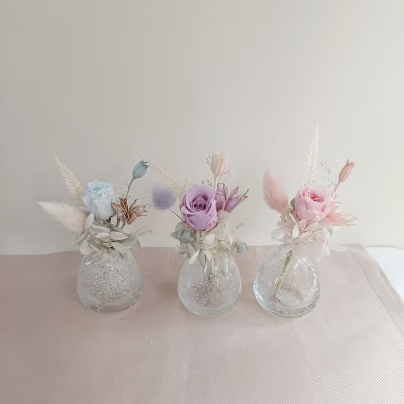 迷你花器+永生花束 結婚捧花永生花畢業情人節玫瑰生日禮物七夕情