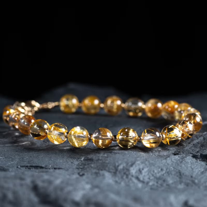 6A金鈦晶金髮晶14KGF手鍊