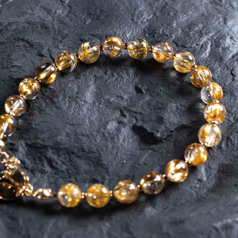 6A金鈦晶金髮晶14KGF手鍊