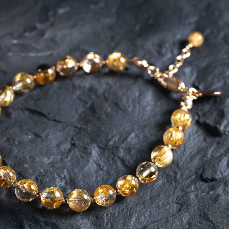 6A金鈦晶金髮晶14KGF手鍊