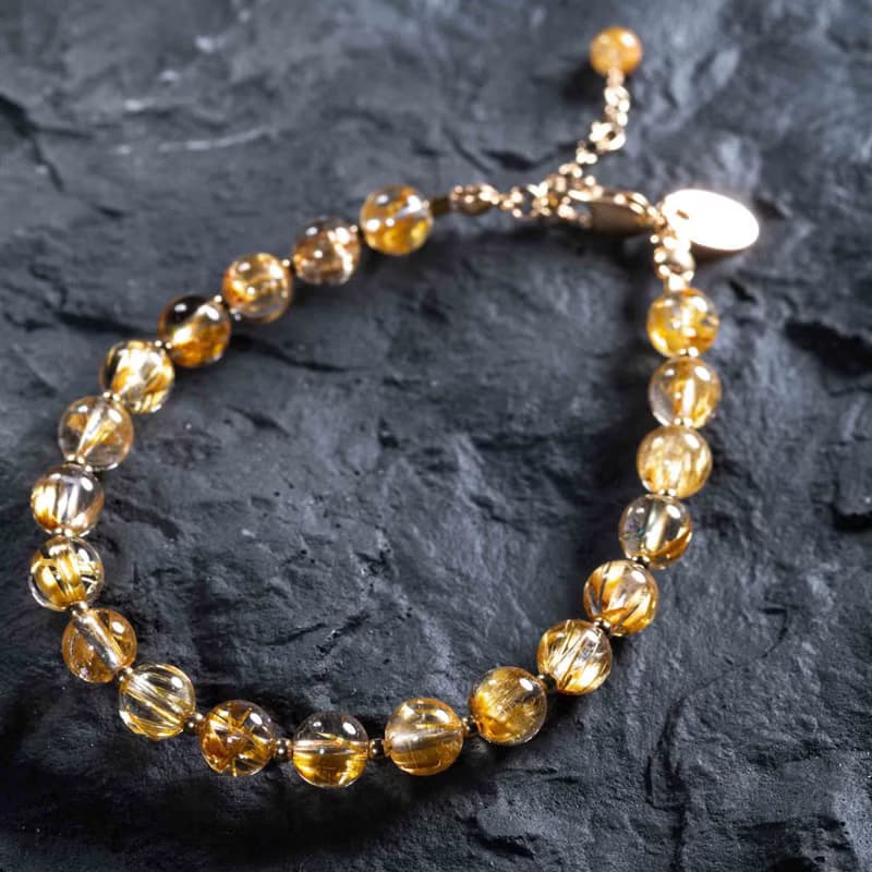 6A金鈦晶金髮晶14KGF手鍊