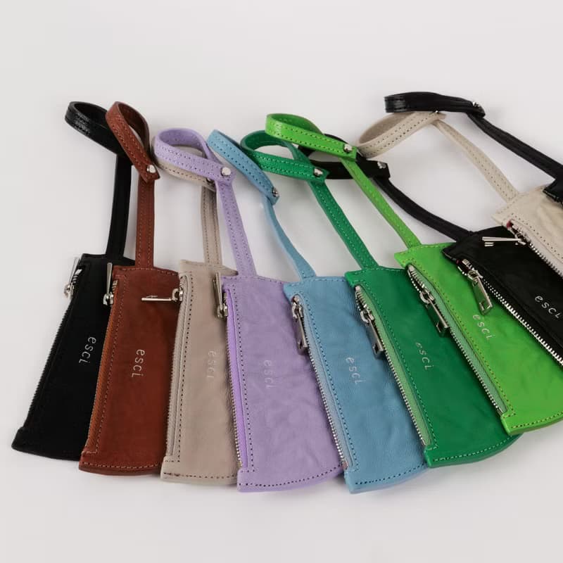 Half Moon Pouch Green_ leather _card holder wallet