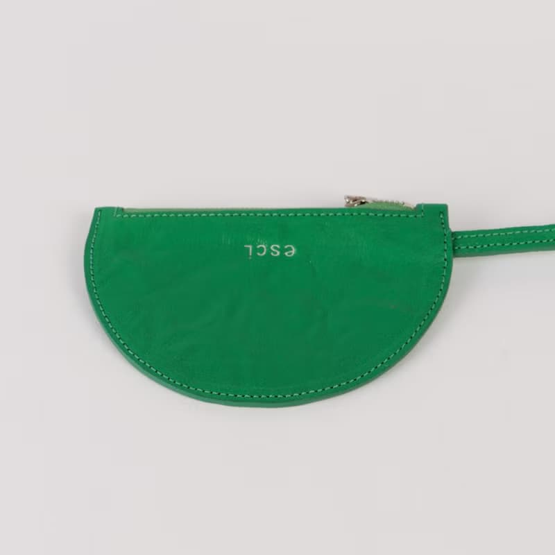 Half Moon Pouch Green_ leather _card holder wallet