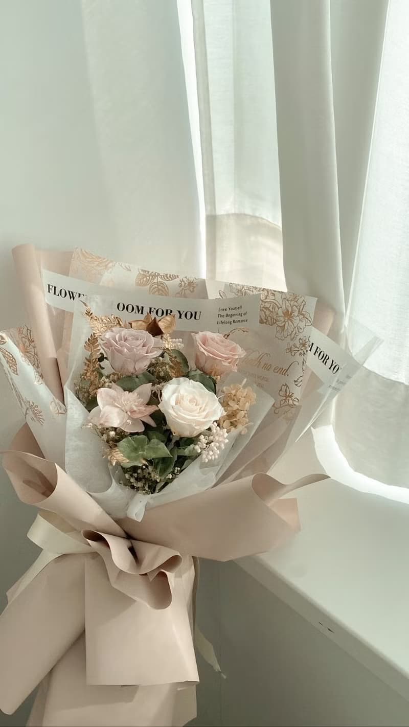 Flora Flower 乾燥永生花束 告白花束 求婚花束 - 冬日的光