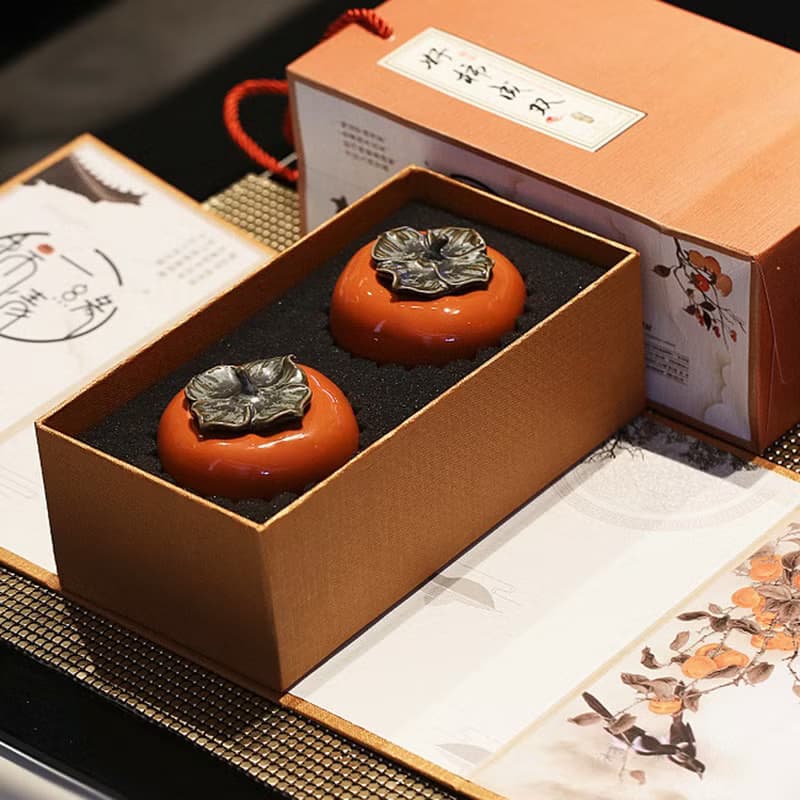柿柿如意茶葉罐  高溫陶瓷  柿子造型  新年禮物