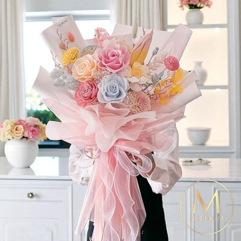 愛麗絲夢幻花園永生花束(贈送5ml香氛油)