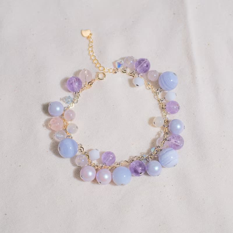 繁花泡泡浴系列水晶手鍊: 藍紋瑪瑙紫水晶