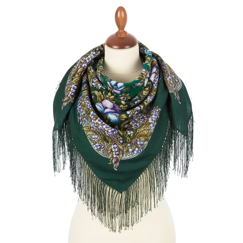 Authentic Pavlovo Posad Russian Shawl Scarf Soft 100% Wool 89x89 cm 1844-9