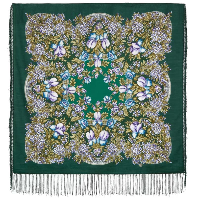Authentic Pavlovo Posad Russian Shawl Scarf Soft 100% Wool 89x89 cm 1844-9