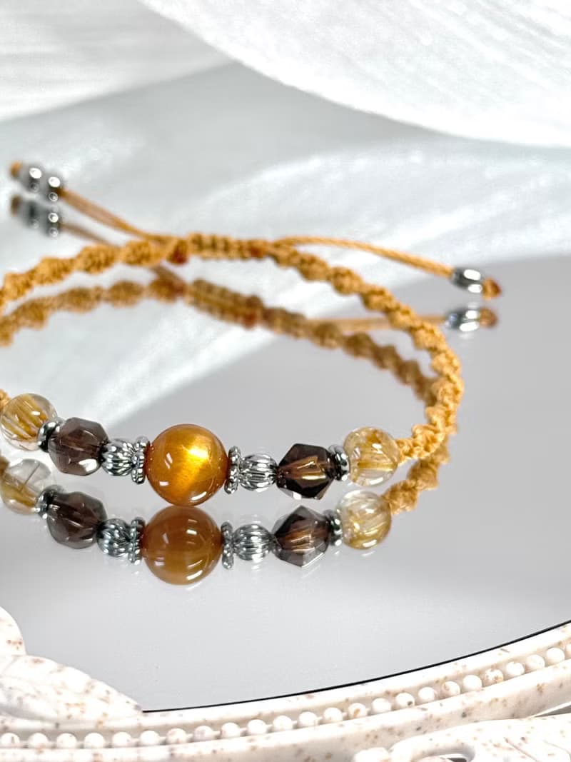 Sunshine加州陽光祈願開水晶手鍊 -鈦晶/黃金骨幹太陽