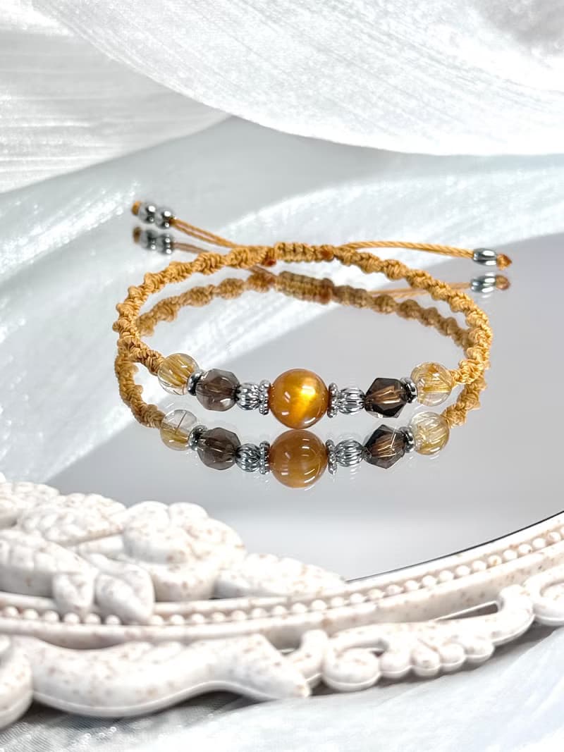 Sunshine加州陽光祈願開水晶手鍊 -鈦晶/黃金骨幹太陽