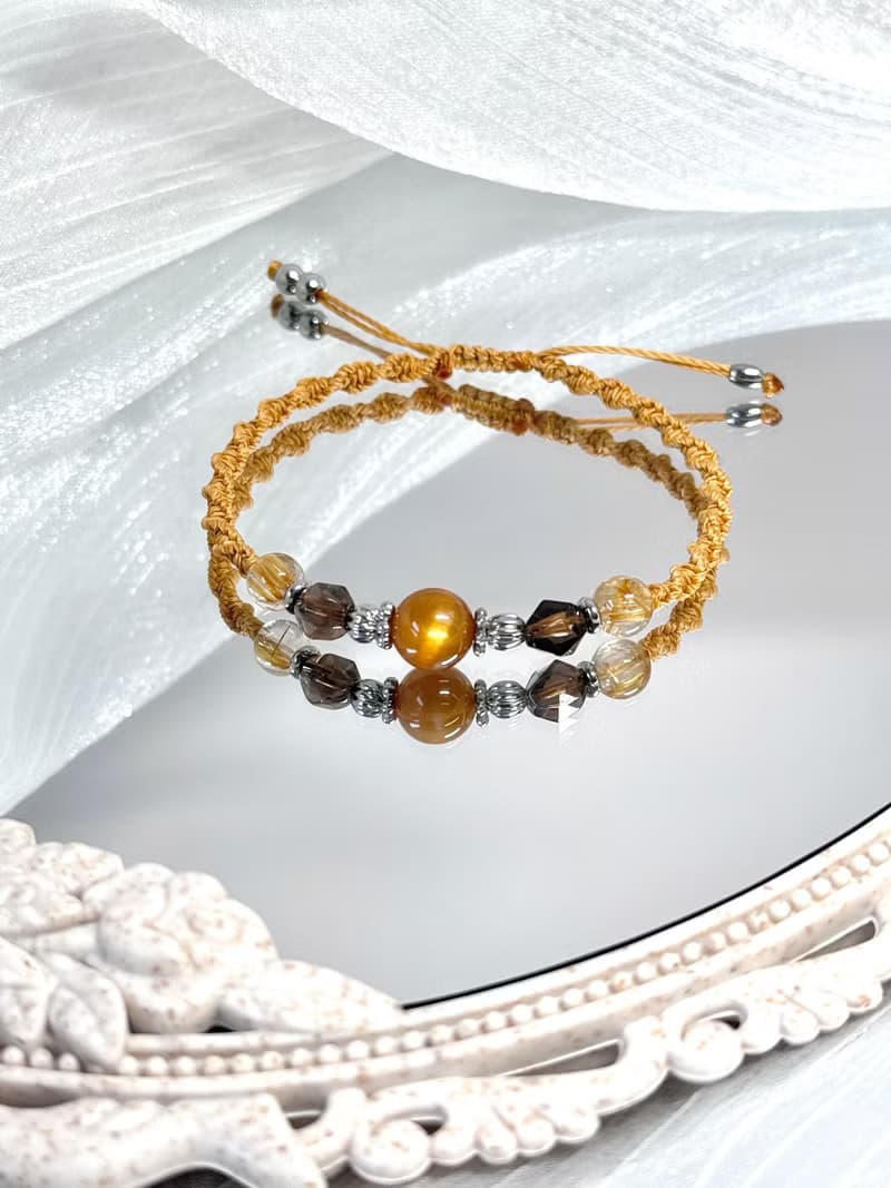 Sunshine加州陽光祈願開水晶手鍊 -鈦晶/黃金骨幹太陽