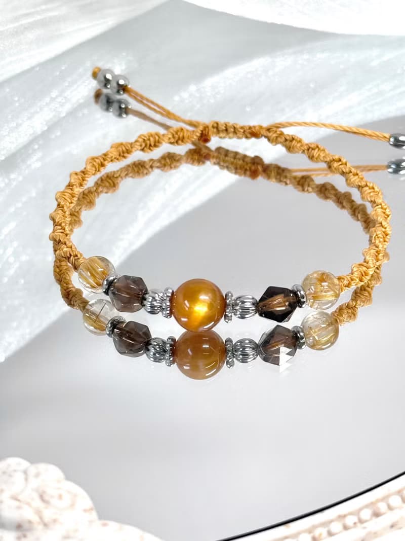 Sunshine加州陽光祈願開水晶手鍊 -鈦晶/黃金骨幹太陽