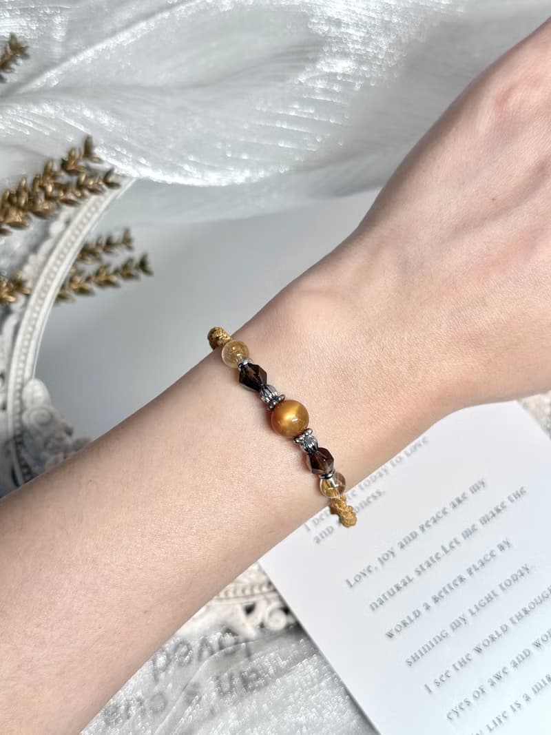 Sunshine加州陽光祈願開水晶手鍊 -鈦晶/黃金骨幹太陽