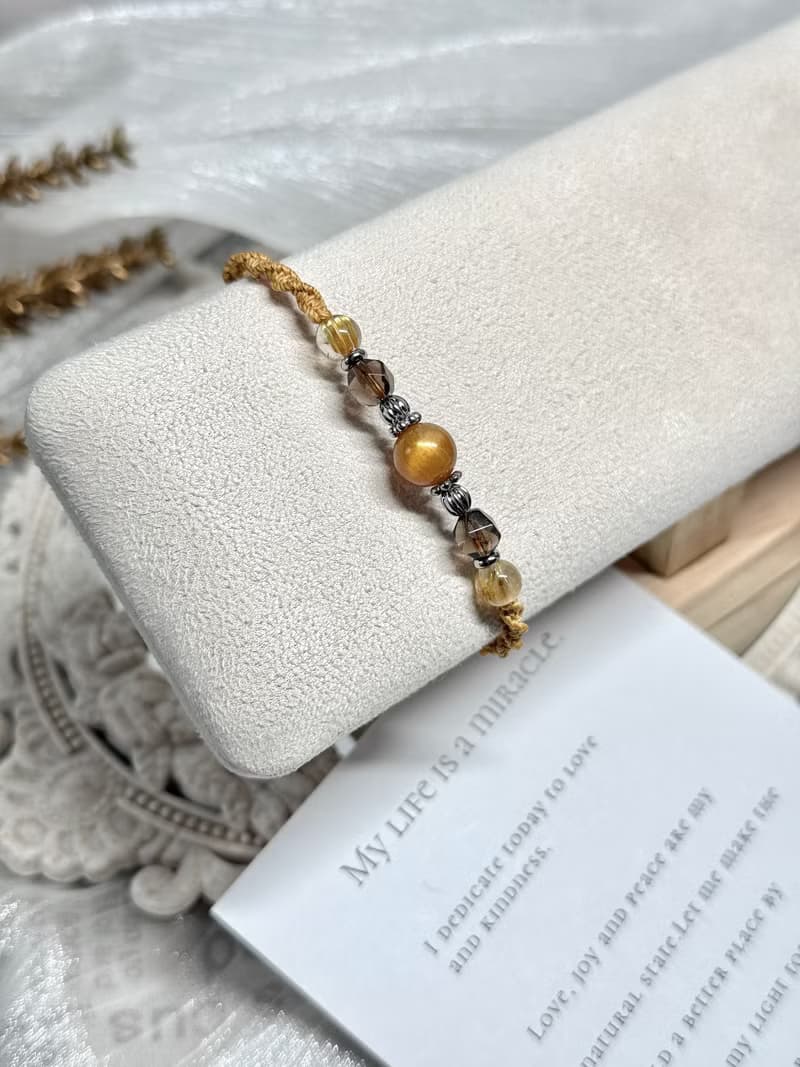 Sunshine加州陽光祈願開水晶手鍊 -鈦晶/黃金骨幹太陽