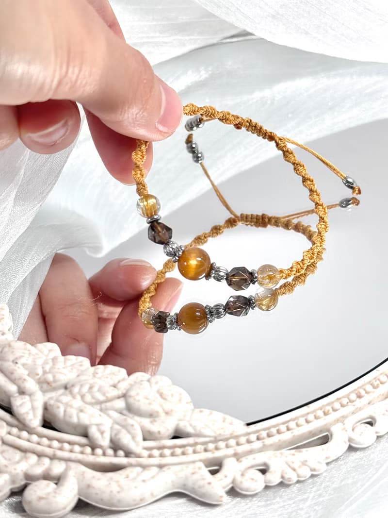 Sunshine加州陽光祈願開水晶手鍊 -鈦晶/黃金骨幹太陽