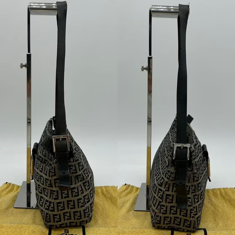 【母親節優惠】中古二手Fendi咖啡色老花皮革包斜揹側背孭手袋