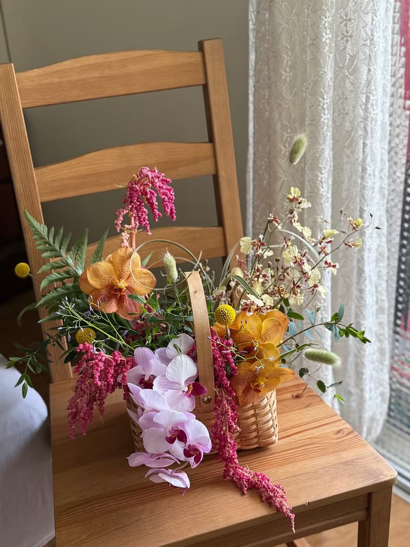 開幕提籃 個性花禮 提籃花設計 當季蘭花切花