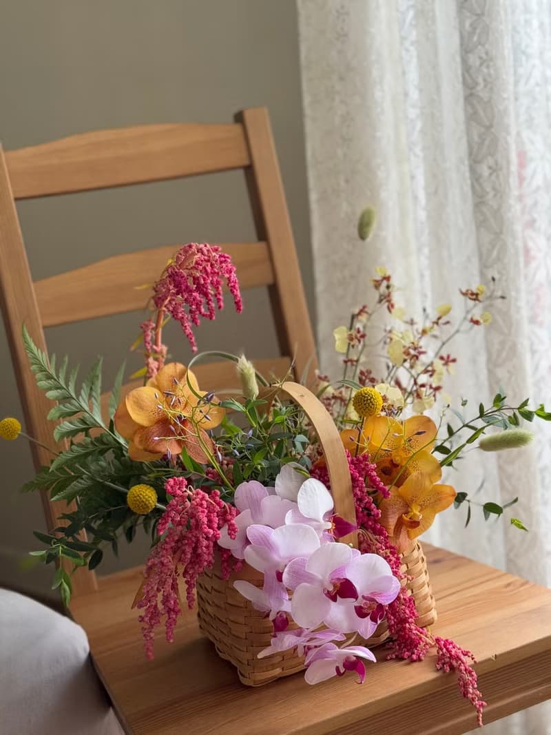 開幕提籃 個性花禮 提籃花設計 當季蘭花切花
