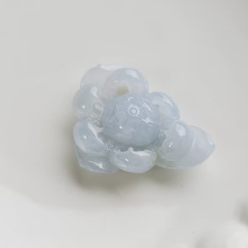 冰紫羅蘭蓮花吊墜 | 天然緬甸玉A貨翡翠