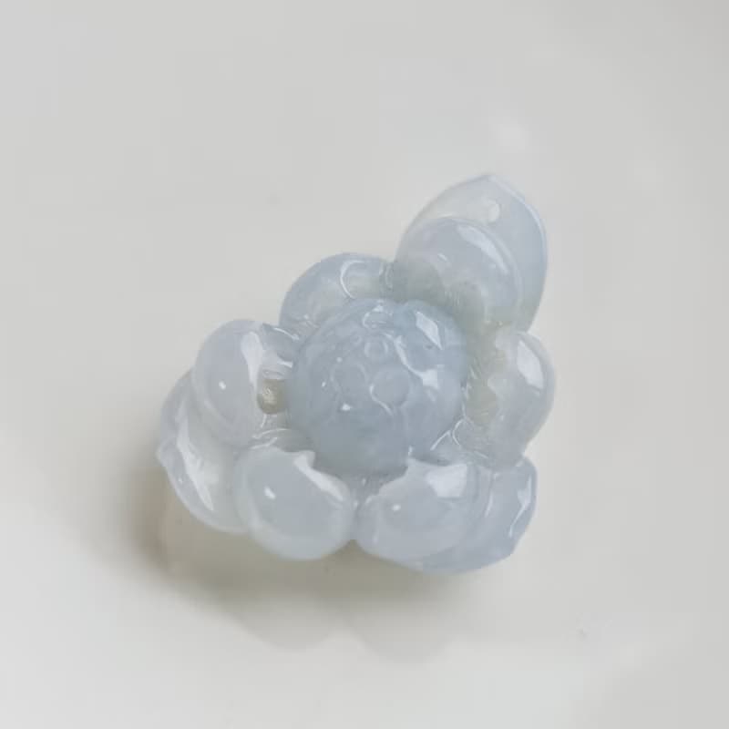 冰紫羅蘭蓮花吊墜 | 天然緬甸玉A貨翡翠