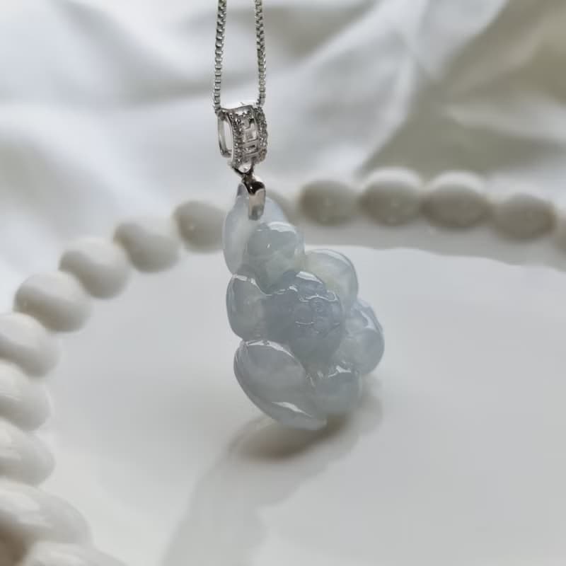 冰紫羅蘭蓮花吊墜 | 天然緬甸玉A貨翡翠