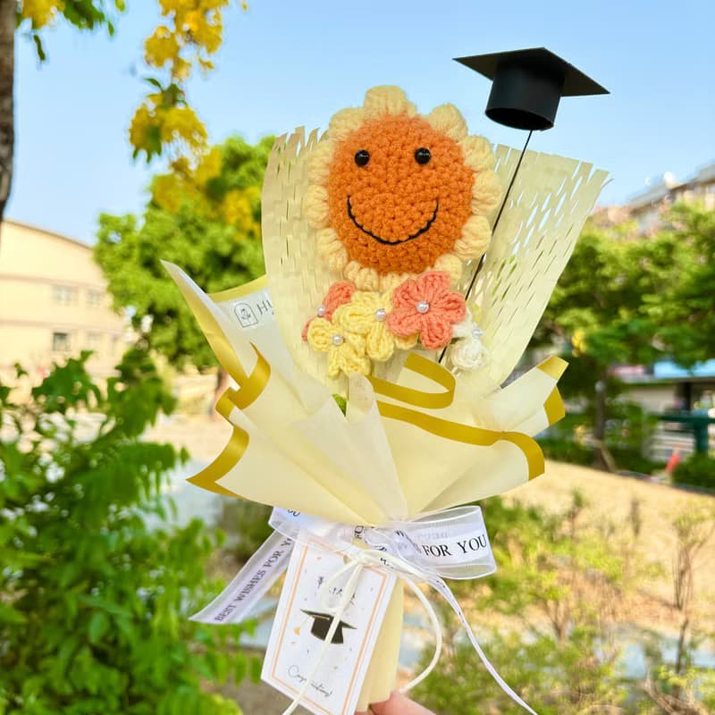 畢業花禮微笑針織向日葵花束