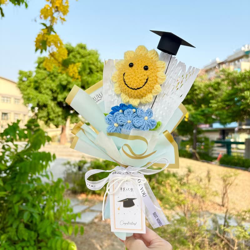 畢業花禮微笑針織向日葵花束