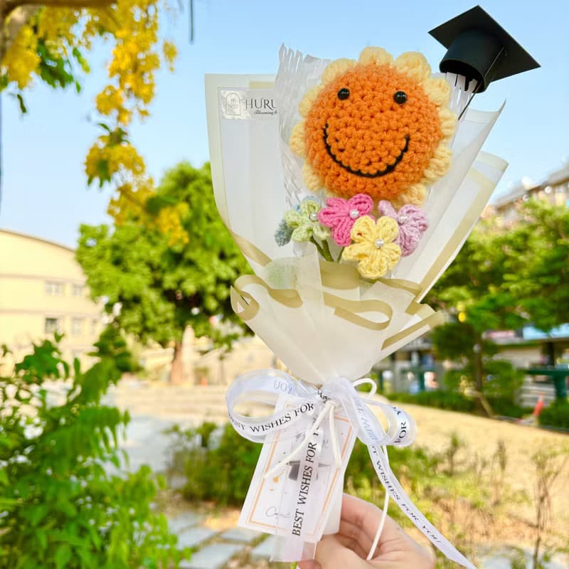 畢業花禮微笑針織向日葵花束