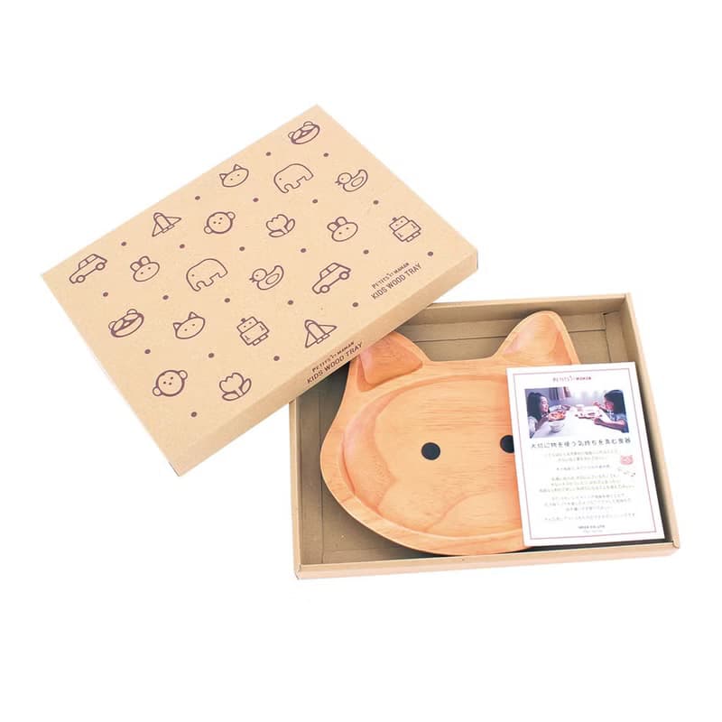 【SPICE】日本 PETIT'S MAMAN 天然松木 兒童餐盤- 貓咪