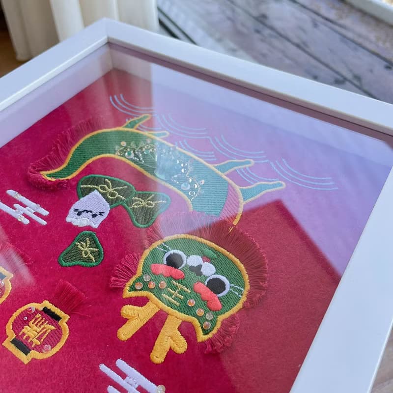 【貓咪龍舟】遊龍祈福 除穢平安 立體刺繡畫