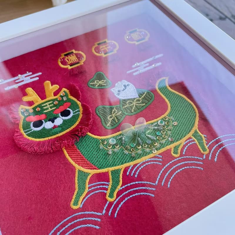 【貓咪龍舟】遊龍祈福 除穢平安 立體刺繡畫
