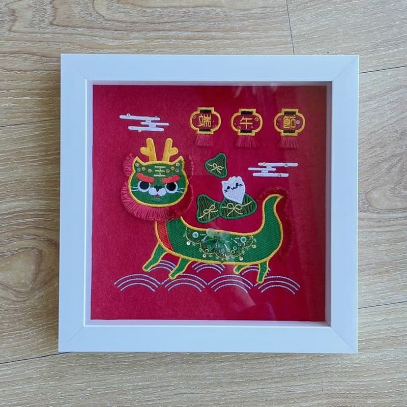 【貓咪龍舟】遊龍祈福 除穢平安 立體刺繡畫