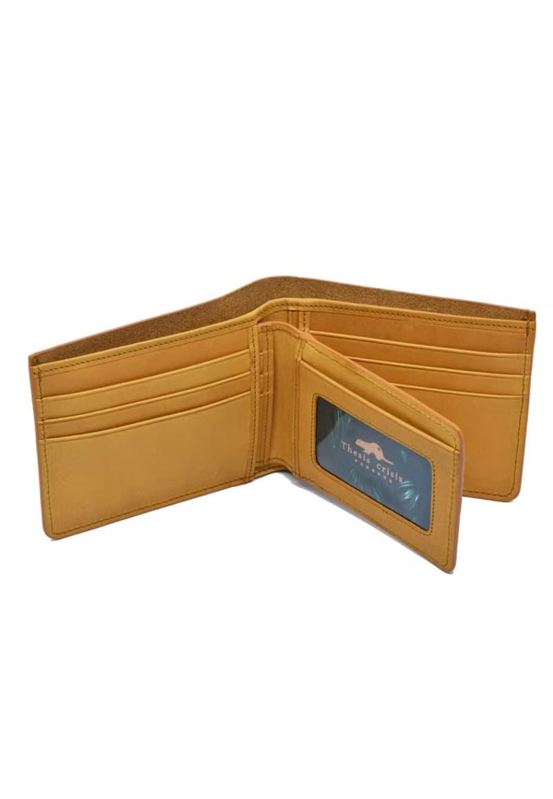 WEALTHY- LEATHER SHORT WALLET-YELLOW CREAM