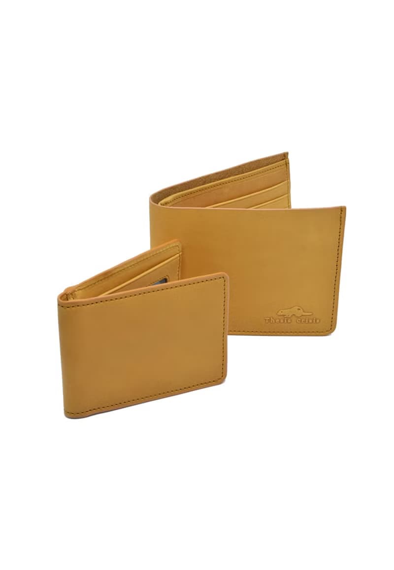 WEALTHY- LEATHER SHORT WALLET-YELLOW CREAM