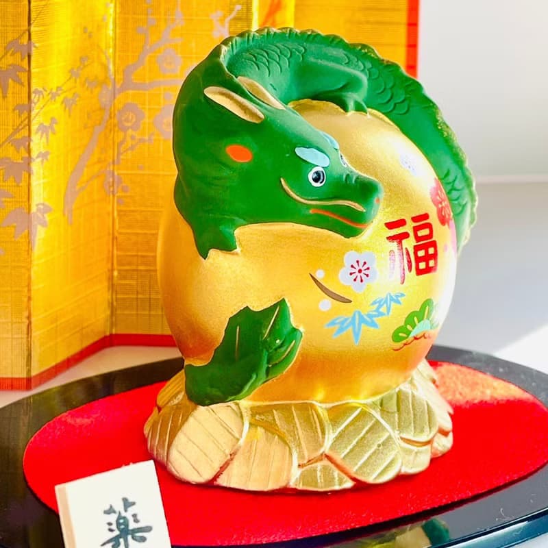 瀨戶燒藥師窯-招財福壽抱珠臥幣青龍