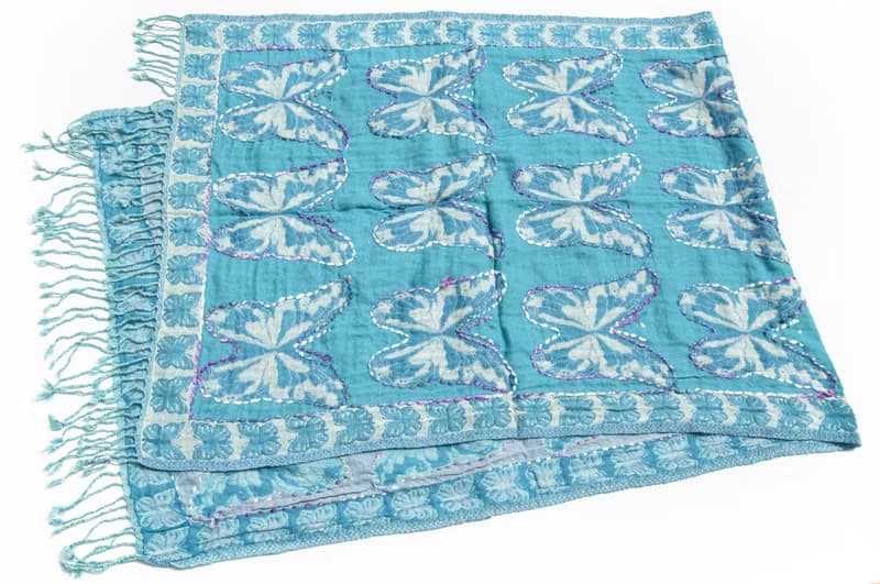 喀什米爾Cashmere/水煮羊毛披肩/針織圍巾/刺繡圍巾/羊絨披巾-花